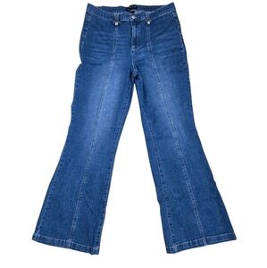 Nanette Lepore Women’s Blue Denim Pants Belle High Rise Flare Size 14